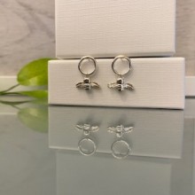 Handcrafted Scottish jewellery - Silver Bumblebee Hoop stud earrings